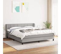 Teenpull Cama Box Spring con colchón Tela Gris Claro 180x200 cm, Estructura y cabecero Ajustable, Soporte Duradero, Ideal para Dormitorio Juvenil y Adulto, fácil Montaje y Ahorro Espacio
