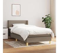 Teenpull Cama Box Spring con colchón Tela Gris Taupe 90x190 cm Estructura Plegable Soporte de Descanso con cabecero Ajustable para Dormitorio Juvenil o Adulto