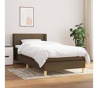 Teenpull Cama Box Spring con colchón Tela marrón Oscuro 90x200 cm Estructura tapizada con cabecero Ajustable para Dormitorio Juvenil o Adulto con Soporte y Almacenamiento