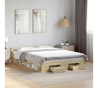 Teenpull Cama con cajones de Madera ingeniería Roble Sonoma 150x200 cm Estructura Duradera Soporte para colchón con Amplio almacenaje Ideal para dormitorios Juveniles Adultos e Infantiles