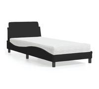 Teenpull Cama con Estructura y colchón Dover Tela Negro 80x200 cm Cama somier Base lecho canapé cabecero Soporte Plataforma abatible Nido para Dormitorio Juvenil o Adulto