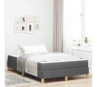 Teenpull Cama con somier con colchón, color gris oscuro, tela de 120 x 200 cm, cama doble con somier, marco de cama estable, espacio para dormir moderno para cama individual y habitación de invitados