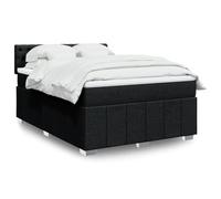 Teenpull Cama con somier con colchón, color negro, 140 x 190 cm, funda de tela con muelles ensacados, cabecero regulable en altura, cómodo mueble de dormitorio
