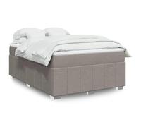 Teenpull Cama con somier con colchón, funda de tela, color topo, 140 x 190 cm, cómodo marco de cama como mueble de dormitorio, base estable para un sueño reparador con colchón transpirable de muelles