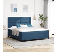 Teenpull Cama con somier con colchón y luz LED, 180 x 200 cm, tejido azul marino, tapizado, moderno mueble de dormitorio