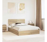 Teenpull Cama de almacenamiento de madera de roble Sonoma con somier, 160 x 200 cm, tamaño king size doble con cajón, espacio de almacenamiento y cabecero para dormitorio, habitación de invitados