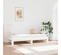 Teenpull Cama de día extensible blanca maciza de pino 2 x 90 x 190 cm cama de invitados con somier y cabecero para dormitorio, salón, dormitorio y comodidad
