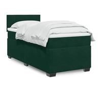 Teenpull Cama de Estructura con somier y cabecero tapizado en Terciopelo Verde Oscuro para Dormitorio Juvenil o Adulto con Base Plegable y Soporte de colchón de 90x190 cm