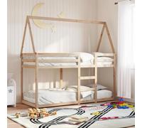 Teenpull Cama litera con Techo de Madera Maciza de Pino para Dormitorio Infantil o Juvenil, Estructura Resistente con barandillas, diseño Seguro y Compacto para Espacios reducidos