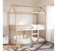 Teenpull Cama litera con Techo de Madera Maciza de Pino para dormitorios Infantiles y Juveniles Estructura Segura con Puerta abatible y Espacio de almacenaje Compatible con colchón de 80x200 cm para