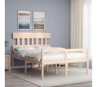 Teenpull Cama para Personas Mayores con Estructura de Madera Maciza de Pino 140x190cm cabecero y Base con Espacio de almacenaje para Dormitorio Descanso y Dormir cómodo