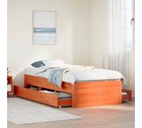 Teenpull Cama sin colchón con cajones de Madera de Pino marrón de 75x190 cm Estructura Estable con Base de Listones y Amplio almacenaje para dormitorios Juveniles Adultos o Infantiles