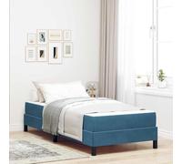 Teenpull Cama somier Azul Oscuro con colchón 90 x 190 cm, Base tapizada en Tela, Estructura de Madera elaborada, Soporte de láminas, Dormitorio Juvenil Adulto, Descanso Diario