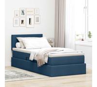 Teenpull Cama somier Base canapé elevable con cabecero tapizado Azul, colchón de firmeza Media 90 x 190 cm, Estructura de Metal y almacenaje para Dormitorio Interior Moderno