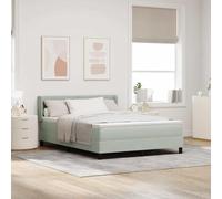 Teenpull Cama somier Base lecho canapé cabecero Estructura colchón Dormitorio Descanso Dormir Soporte lámina Plataforma, Gris Claro Terciopelo, 200 x 140 cm, 2 plazas, Interior, Montaje fácil