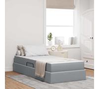 Teenpull Cama somier Base lecho canapé con colchón Gris Claro 90 x 190 cm, Estructura de Metal, almacenaje elevable abatible con Apoyo de láminas para Dormitorio