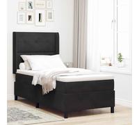 Teenpull Cama somier Base lecho canapé tapizado en Terciopelo Negro 90 x 190 cm con cabecero Ajustable, Tiras LED RGB USB, Estructura de Madera para Dormitorio Moderno, Descanso Interior, 1 Plaza