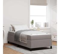 Teenpull Cama somier Base lecho con colchón Taupé, Estructura tapizada de Tela y Madera elaborada, 90 x 190 cm, Soporte de lámina, Dormitorio Juvenil y Adulto, Descanso Diario