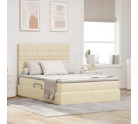 Teenpull Cama somier canapé abatible con colchón, Cama almacenaje Crema 140 x 190 cm, cabecero tapizado, Estructura Metal, Dormitorio Adulto, Ahorro Espacio y Descanso cómodo