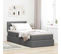 Teenpull Cama somier canapé elevable Gris Oscuro 90 x 190 cm con colchón firmeza Media, cabecero Ajustable, luz LED USB, Almacenamiento bajo Cama y Estructura de Madera para Dormitorio Interior