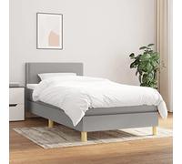 Teenpull Cama somier con Estructura abatible y cabecero Ajustable para Dormitorio Juvenil y Adulto en Tela Gris Claro 90x190 cm con colchón ensacado y protección de Piel