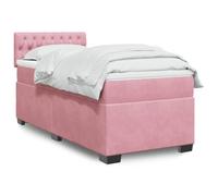 Teenpull Cama somier con Estructura de Base lecho canapé con cabecero tapizado en Terciopelo Rosa Dimensiones 80x200 cm para Dormitorio Juvenil o Adulto con Soporte y Almacenamiento