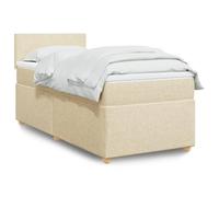 Teenpull Cama somier con Estructura de Base lecho y cabecero tapizado en Tela Color Crema 90x190 cm Ideal para Dormitorio Juvenil Adulto Infantil con Soporte de lámina y Plataforma Plegable para