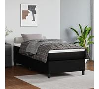 Teenpull Cama somier con Estructura de Madera y Soporte de lámina para Dormitorio con colchón de muelles ensacados, Cuero sintético Negro 80x200 cm, con cajón abatible y protección