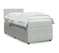 Teenpull Cama somier con Estructura tapizada en Gris Claro para Dormitorio con cabecero y Base Nido abatible de 90x190 cm con colchón de muelles ensacados y Luces LED Ajustables para Descanso y Relax