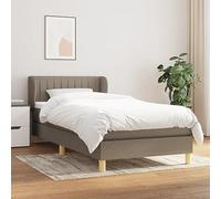Teenpull Cama somier con Estructura y cabecero Ajustable Gris Taupe 90x190 cm para Dormitorio Juvenil Adulto Infantil con Soporte y Almacenamiento Plegable