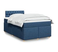 Teenpull Cama somier con Estructura y cabecero en Tela Azul 120x190 cm con colchón, Topper y Luces LED Ajustables para Dormitorio Juvenil o Adulto con Soporte y Almacenamiento