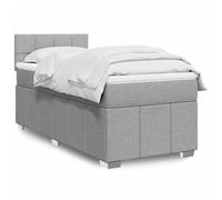 Teenpull Cama somier con Estructura y cabecero en Tela Gris Claro 90x190 cm para Dormitorio con colchón de muelles ensacados Soporte de Descanso y Almacenamiento Plegable para hogar