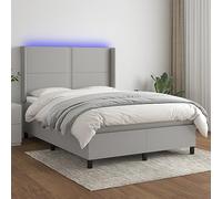 Teenpull Cama somier Estructura con colchón y Luces LED Gris Claro 140x200 cm Soporte para Dormitorio Descanso con cabecero Ajustable y lámparas de Colores para hogar Juvenil y Adulto