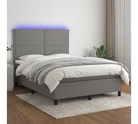 Teenpull Cama somier Estructura con colchón y Luces LED Tela Gris Oscuro 140x190 cm, cabecero Ajustable, Soporte para Dormitorio, Descanso y Almacenamiento, Ideal para hogar y Habitaciones Juveniles