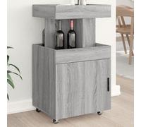 Teenpull Carro de bar gris Sonoma 50 x 41 x 89 cm, material de madera, enrollable con espacio de almacenamiento, carrito para cocina, comedor, salón, armario auxiliar