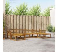 Teenpull Conjunto de sofás de Exterior de Madera Maciza de Acacia Natural, 6 Piezas con Respaldo cómodo y apoyabrazos Integrados, Ideal para jardín, terraza y Patio