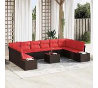 Teenpull Conjunto jardín 11 Piezas sofá Modular ratán sintético marrón con Cojines para terraza Patio balcón, Muebles Exterior para reunión, Descanso y Ocio en Porche Piscina