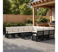 Teenpull Conjunto jardín 12 pcs ratán sintético Negro con Mesa y Cojines, Mueble Exterior Modular para terraza, Patio o balcón, sofá rinconera Resistente para reunión y Ocio