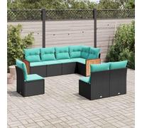 Teenpull Conjunto jardín 8 Piezas sofá Modular poliratán Negro con Cojines Lavables para terraza Patio Exterior Comedor Descanso reunión Ocio Barbacoa Piscina Porche