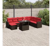 Teenpull Conjunto jardín 9 Piezas Mueble Exterior de poliratán marrón con Cojines extraíbles y Lavables, Modular y Resistente para terraza, Patio, Comedor, Piscina y Ocio al Aire Libre