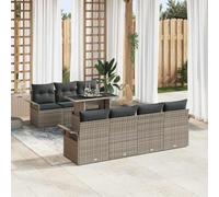 Teenpull Conjunto jardín Modular 8 Piezas Gris Rattan poliéster con sofá, Mesa y Cojines para terraza, Patio o balcón, Resistente y Adaptable para Ocio y reuniones al Aire Libre