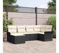 Teenpull Conjunto jardín sofá Modular 6 plazas ratán sintético Negro con Cojines Acolchados Almacenamiento Resistente para terraza Patio balcón Ocio y Descanso