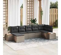 Teenpull Conjunto jardín sofá Modular 7 Piezas Gris ratán sintético con Cojines para terraza Patio balcón Comedor Ideal para Ocio reuniones Barbacoa Piscina Porche Camping Descanso