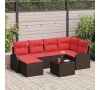 Teenpull Conjunto jardín sofá Modular 7 Piezas marrón Rattan poliéster para terraza Patio balcón con Cojines reposapiés Ideal para reuniones Ocio Descanso Exterior