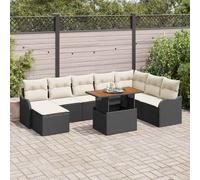 Teenpull Conjunto jardín sofá Modular 9 Piezas Negro poliratán con Cojines cómodos Mesa Exterior para terraza Patio balcón Ideal para Ocio reunión Barbacoa Piscina Descanso