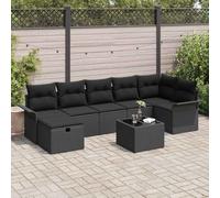Teenpull Conjunto jardín sofá Modular poliratán Negro 8 Piezas con Cojines Almacenamiento Mesa Exterior terraza Patio Descanso reunión Ocio Barbacoa Piscina Porche
