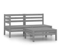 Teenpull Conjunto Muebles jardín Madera Maciza Pino Gris 3 Piezas Modular rinconera sofá Mesa para terraza Patio Exterior Comedor Relax Ocio reunión Durable