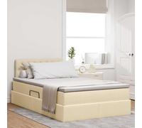 Teenpull Crema Storage Bed with Mattress 120 x 200 cm, upholstered Bed Frame, Hydraulic Lift canape, slatted Base, headboard, Engineered Wood and Metal for Bedroom, Compact Home Storage