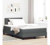 Teenpull Dark Gray Box Spring Bed with Headboard, 120 x 190 cm Upholstered Fabric, Wooden Frame, Adjustable 2-Height Headboard, Medium Mattress, Indoor Bedroom Support for Two, 280 kg Capacity