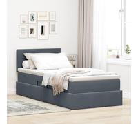 Teenpull Dark Gray Storage Bed 100 x 200 cm Velvet, canapé with headboard, slatted Base, elevable Design, Mattress Included, Metal Frame for Bedroom Storage and Organized Resting Space
